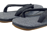 雪駄・セッタ・せった　シルバーパナマ・デニム鼻緒　黒ライト底